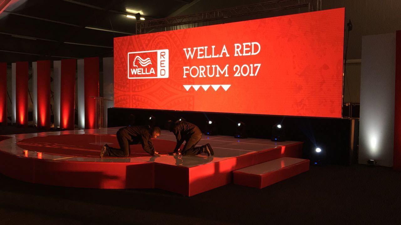 wella red conference with high res led video wall