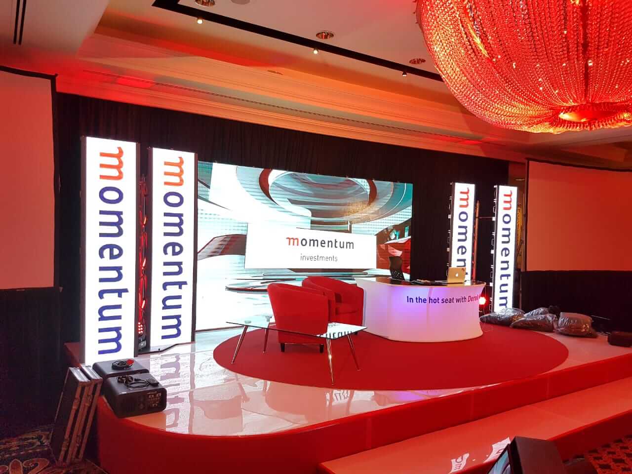 Momentum road show technical conference setup with led video wall